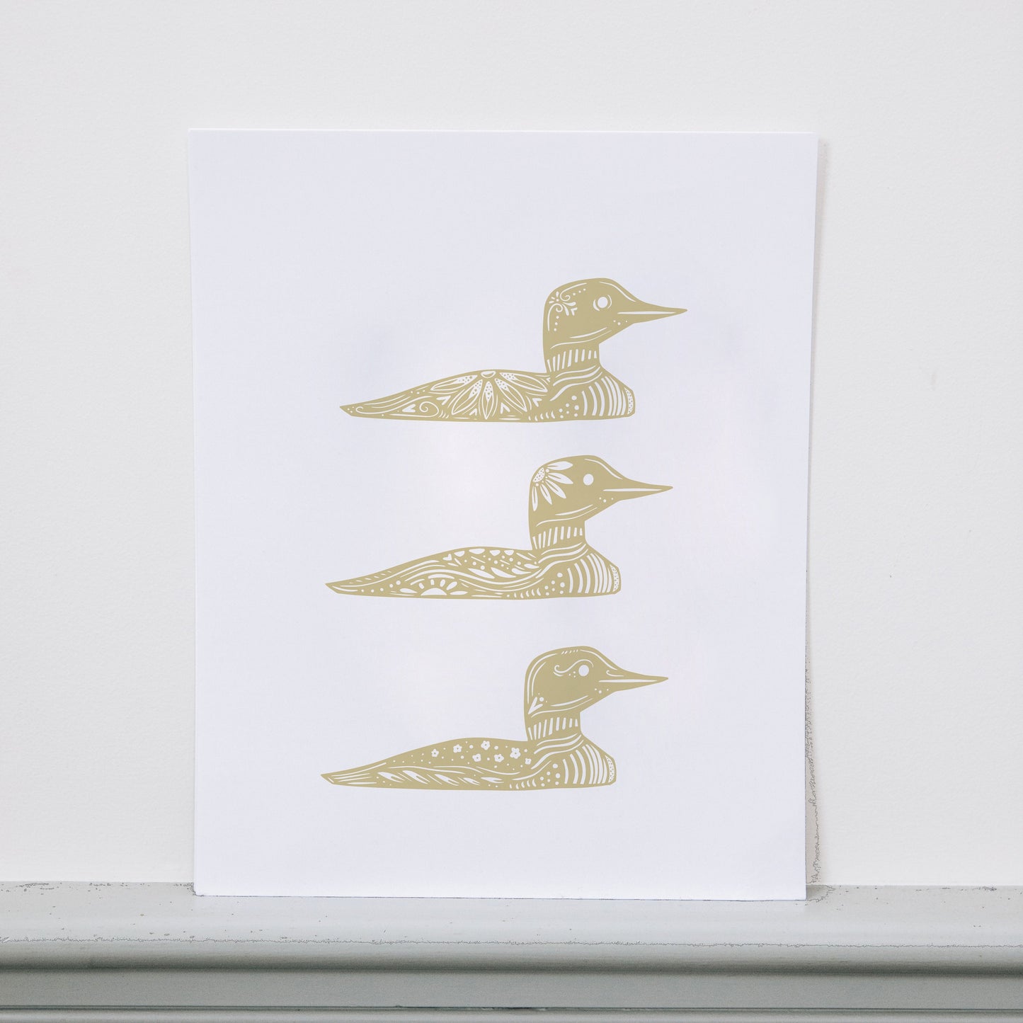Neutral Loon Print - Loon Art - Loons - 8x10 - Natural - Beige Art - Minimalist